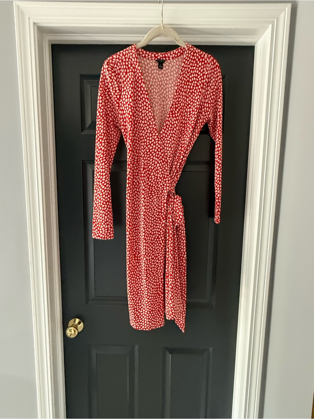 Ann Taylor Red Printed Wrap Dress with Tie Waist - Picture 4 of 7
